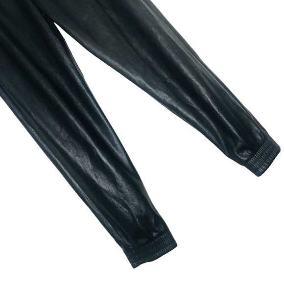 AVEC LES FILLES Faux Leather Drawstring Jogger Pants In Black Size Medium - Picture 4 of 9
